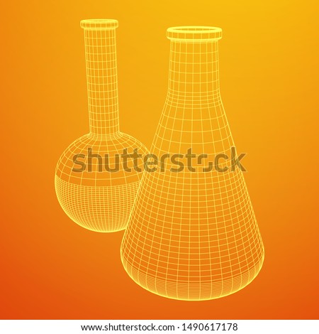 Test tube low poly wireframe mesh 3d render. Science and analyses. abstract polygonal image line and point.