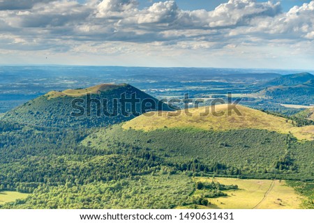 Panoramic view from the Puy de Dome summit, France Royalty-Free Stock Photo #1490631431