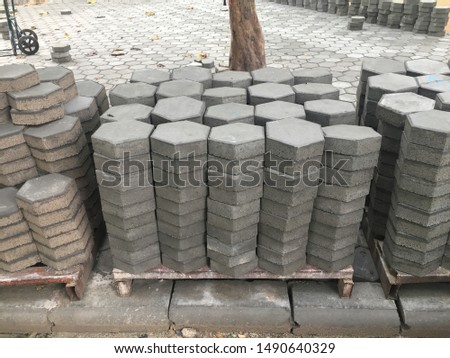 high strength tiles paver cement blocks concrete floor  or  patterned concrete tiles  concrete paving slabs parking and garden blocks floor
 Royalty-Free Stock Photo #1490640329