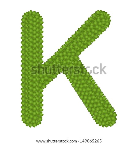 Letter K, Alphabet Letters Made of Four Leaf Clover Isolated on White Background 
