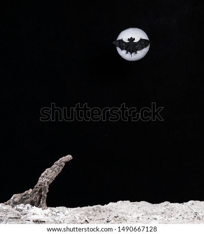 abstract black halloween background with moon