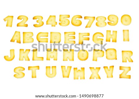 Alphabet Bread numbers White background text