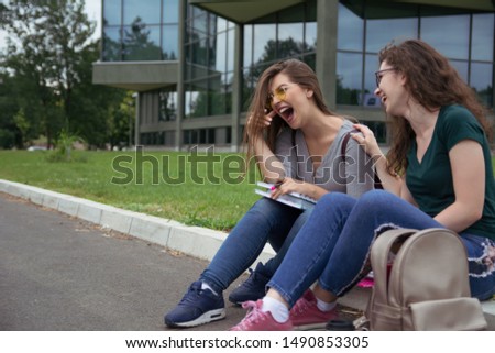 Female college students on university campus