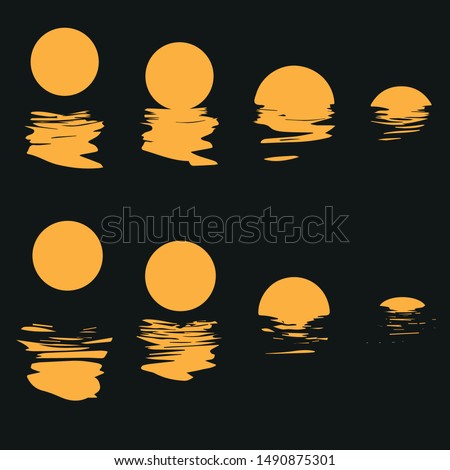 Sunset sun reflection on water surface