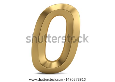 Golden 3D numeral isolated on white background. 3D illustration.