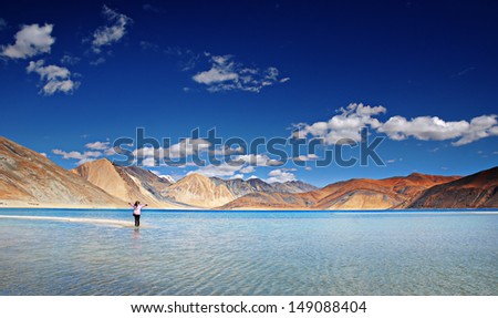 pan gong lake, ladak, India Royalty-Free Stock Photo #149088404