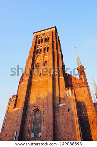 Mariacki Church on the old town of Gdansk - beautiful polish city.