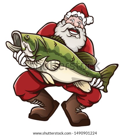 Santa Claus holding a big fish Royalty-Free Stock Photo #1490901224