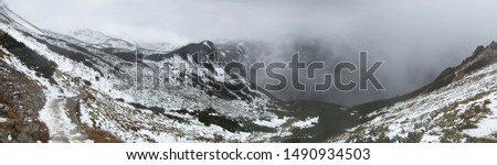 Tatra Mountains, Poland - on the trail in difficult snowy and foggy conditions - through Swistowa Czuba over the Dolina Pieciu Stawow (Valley of Five Ponds)