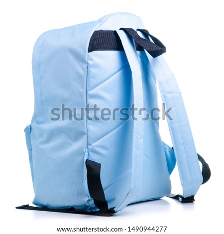 Blue school backpack on white background isolation