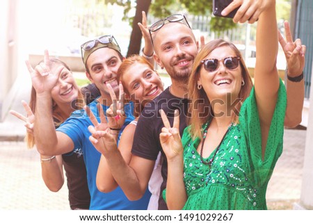 group of friends are doing a selfie