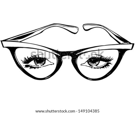 Cat Eye Glasses - Retro Clip Art Illustration