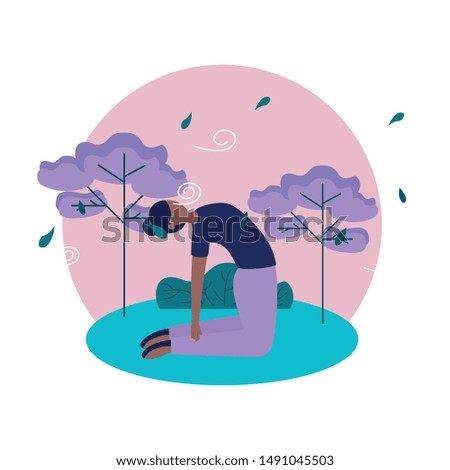 Girl doing yoga design, Positive mind fitness and exercise theme Vector illustration