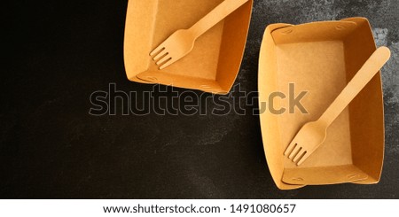 cutlery, craft paper  (biodegradable materials) menu concept. food background. copy space