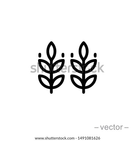 Vector farm wheat ears icon template. Line whole grain symbol illustration for organic eco business, agriculture, beer, bakery. Gluten free logo background