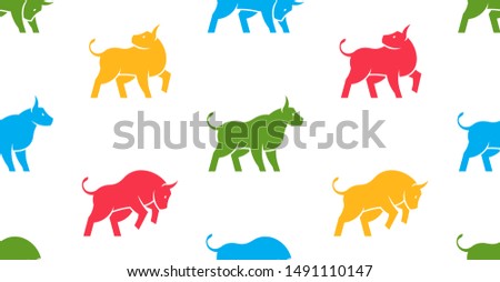 Seamless pattern with Bull Logo. isolated on white background