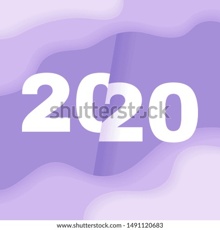 Minimalist 2020 Happy New Year card on wave background. Banner with 2020 numbers in liquid modern style. Modern liquid wave backdrop with copy space. Vector New Year illustration for invitation, calen