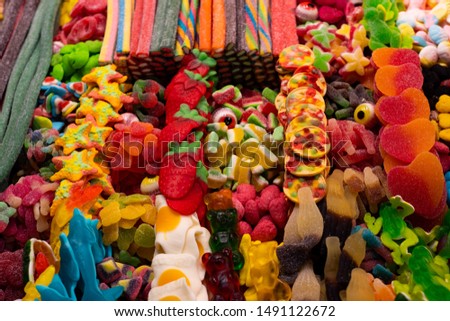 sweets and baubles in a barcelona market