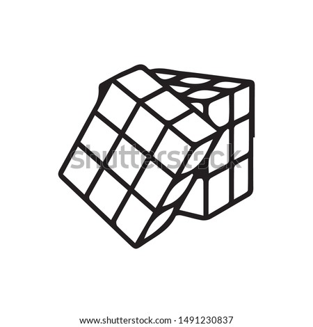 3d rubik cube icon vector. Linear style sign for mobile concept and web design. rubik cube symbol illustration. Pixel vector graphics - Vector. Royalty-Free Stock Photo #1491230837