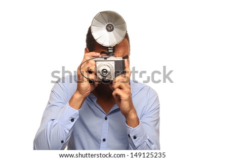 Man with a old school camera