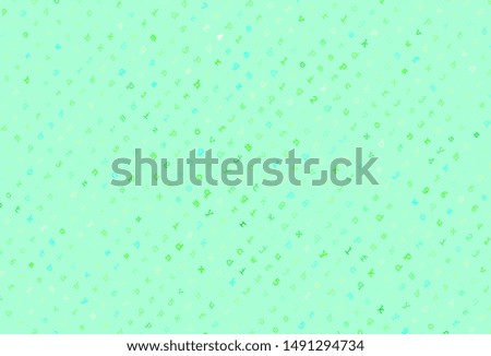 Light Green vector backdrop with english symbols. Blurred design in simple style with signs of alphabet. Smart design for promotion of university.
