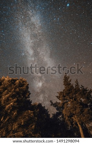 Milky way galaxy with stars background, Long exposure, Annonay in Ardèche, France.