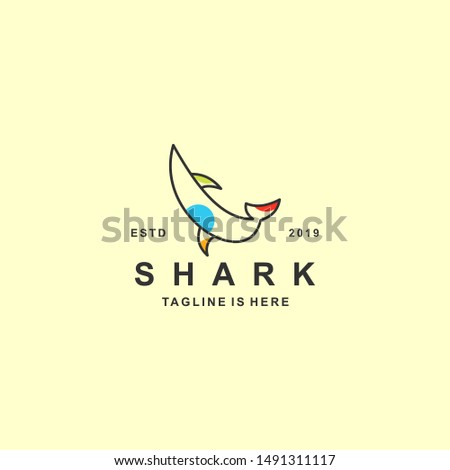 Shark logo with flat design