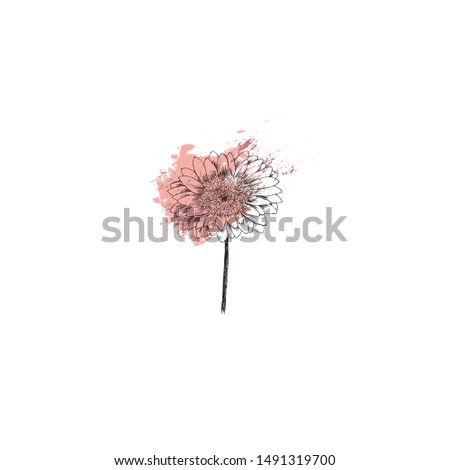 Simple floral drawing and sketch with line-art with brush stroke on background. Outline style vector design for textile, fabrics, wallpaper, packaging, decoration, etc.