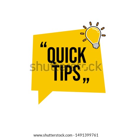 Quick tip , emblem, label, badge,sticker. Idea bulb education tricks. Royalty-Free Stock Photo #1491399761