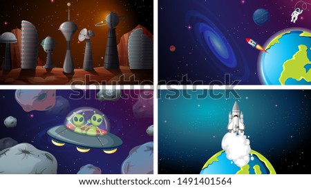 Set of space backgrounds illustration