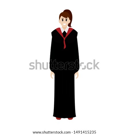 Young person with toga celebrating the graduation day, vector illustration design