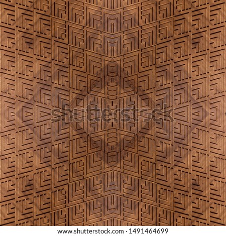 antique vintage decorative wooden wall background, abstract symmetrical centered diamond pattern