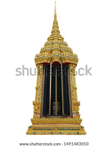 Image of the ancient golden temple window on a white background