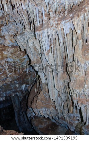Stalactic formations in the canyon-cave of Sifnos, Greece