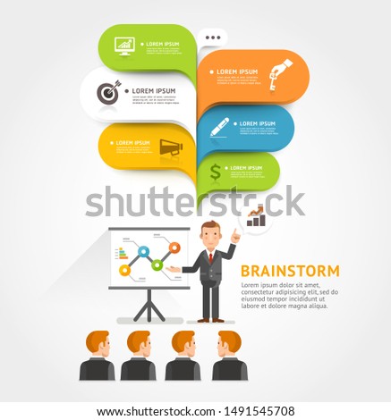 Business teamwork brainstorm with bubble speech. Vector illustrations.