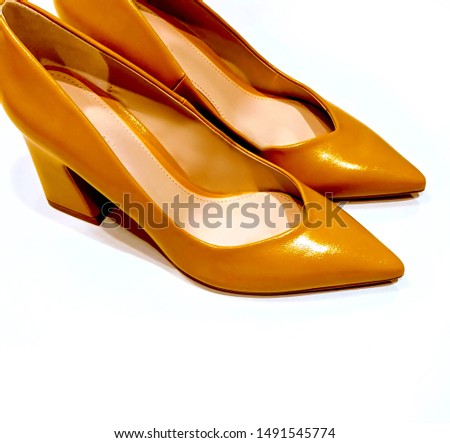 Shoes yellow natural leather women shoes on high heel summer Autumn season
