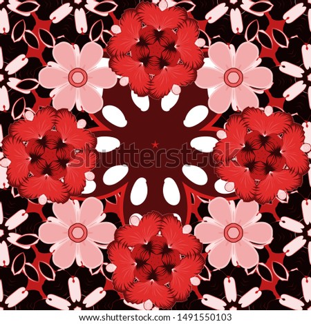 Cute print. Seamless abstract texture with red and black repeating elements. Elegant vector classic seamless pattern.