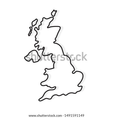 black outline of United Kingdom map- vector illustration