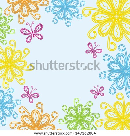 Floral pattern background invitation butterflies vector illustration