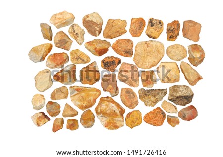 A group of golden stones isolated from a white background clipping path