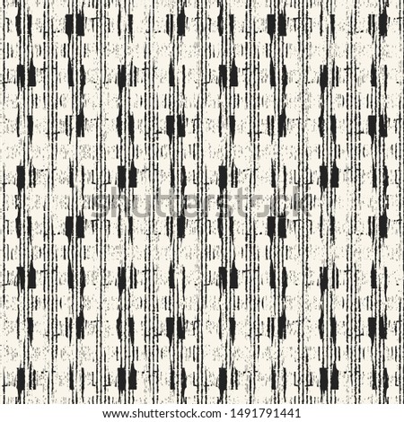 Monochrome Distressed Textured Broken Striped Background. Seamless Pattern.