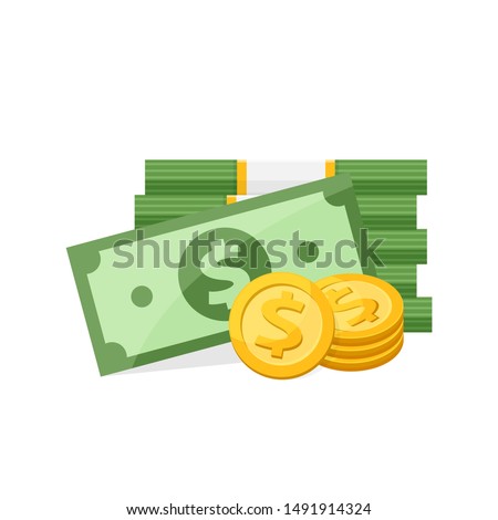 dollar medal banknote for clip art, gold dollar coin banknote money isolated on white, banknote money icon, bank note and medal dollar golden money for symbol infographics, dollar money illustration