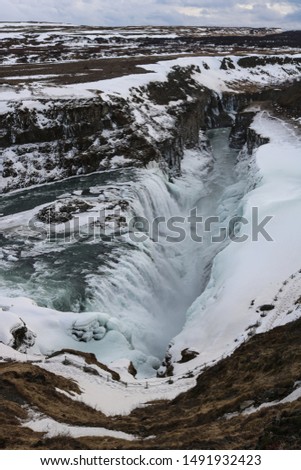 Gullfoss Waterfall in Iceland Winter