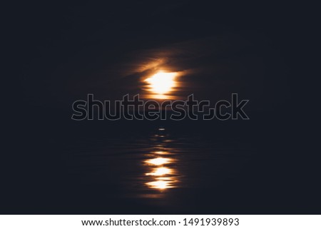 art picture of water, landscape, sunset