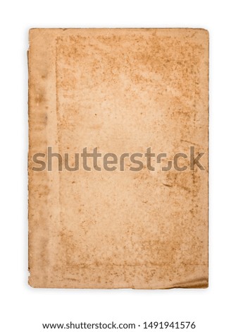 Yellowed and old paper texture, empty page of old document isolated on white background
