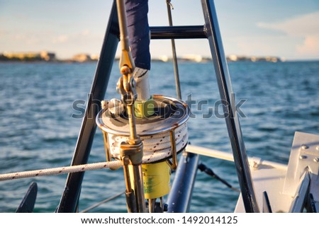 Catamaran Rigging in the Gulf Coast  Royalty-Free Stock Photo #1492014125