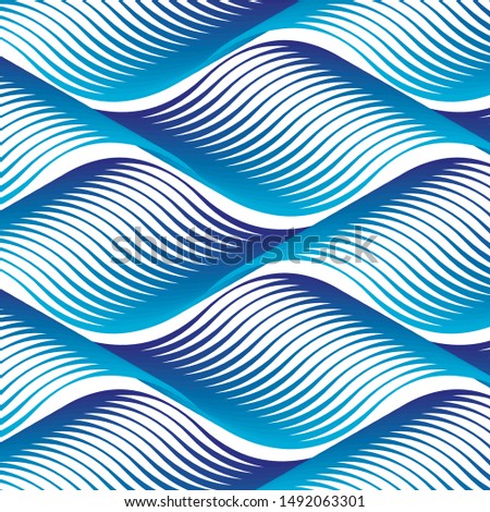Colorful blue waving Curvy and geometric lines abstract background, simply and trendy vector design