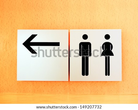 Black man and woman sign restroom