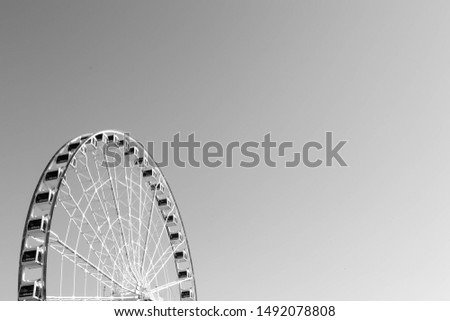 black and white picture of ferris wheel