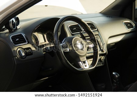Modern car interior detail photography